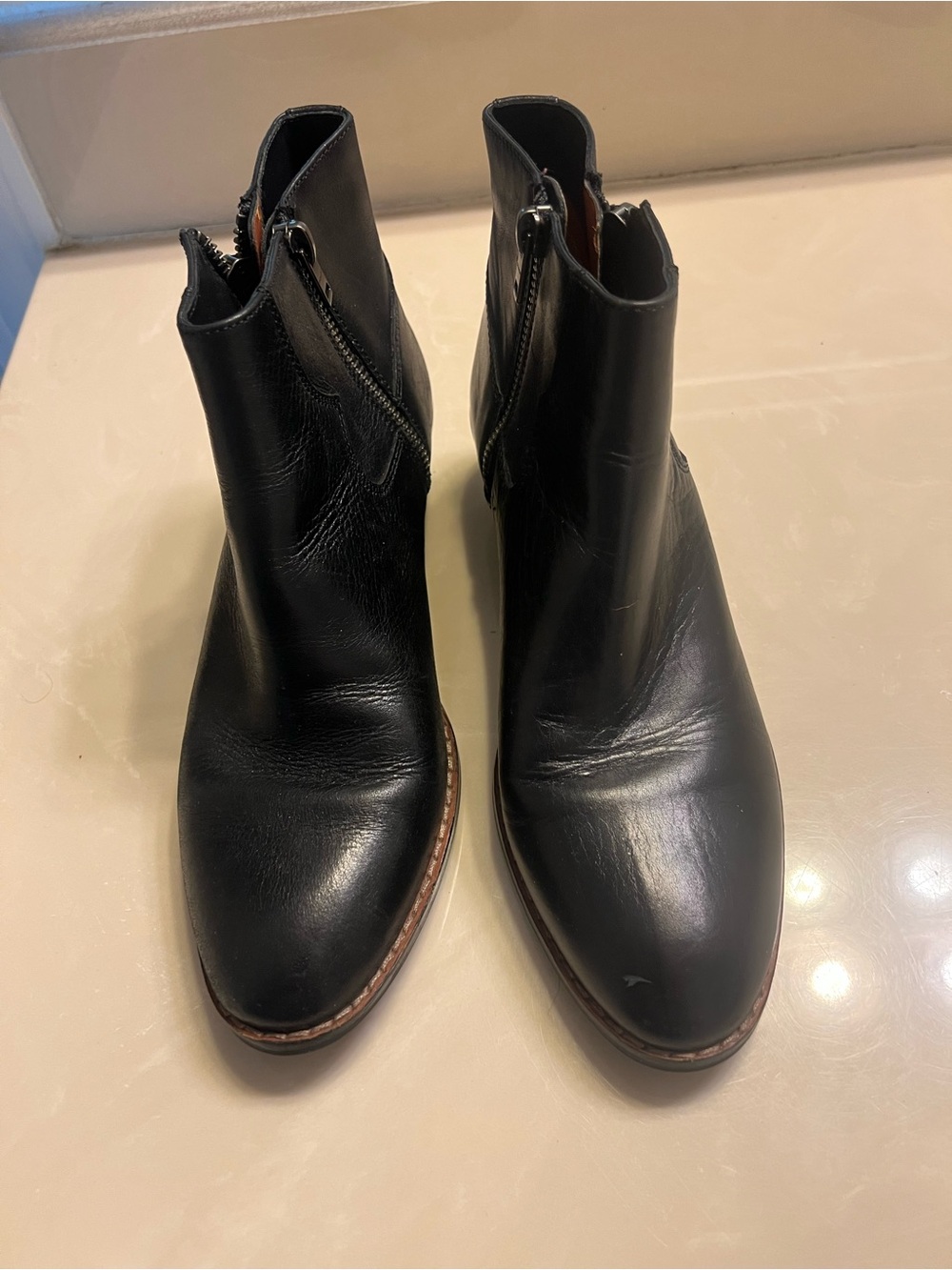 Coach black leather ankle boots size 7